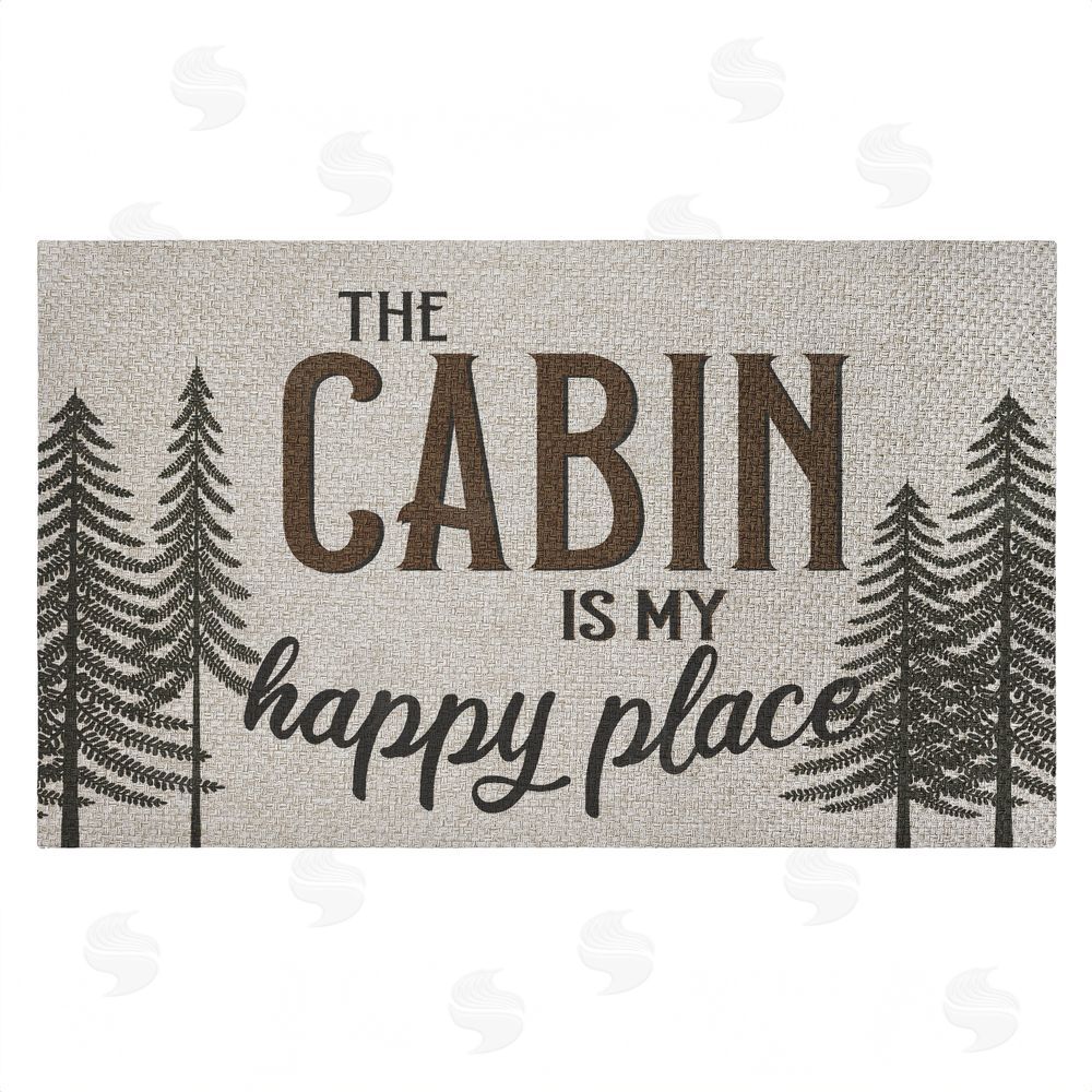 Kim Allen Cabin Is My Happy Place Outdoor Faux Sisal Door Mat