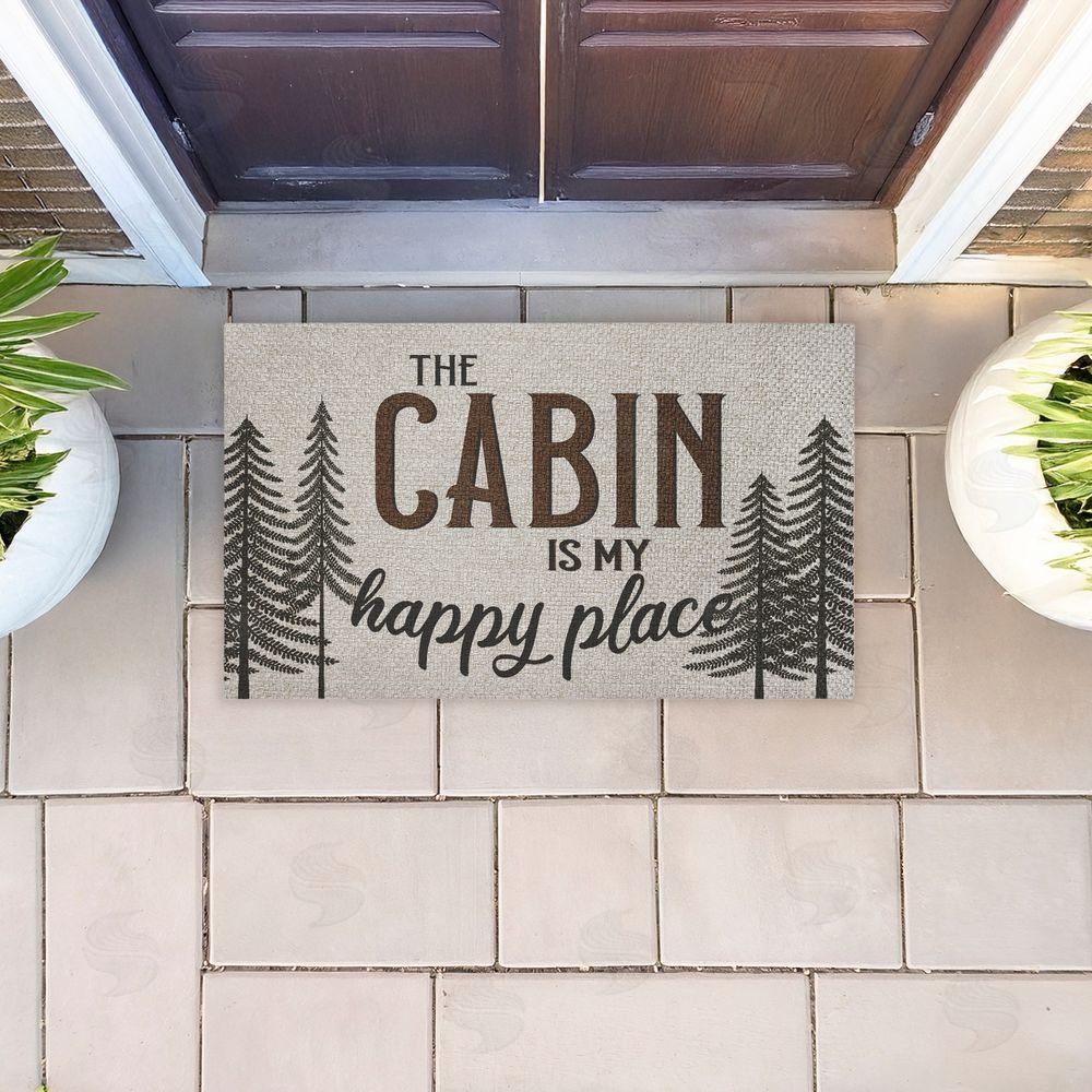 Kim Allen Cabin Is My Happy Place Outdoor Faux Sisal Door Mat