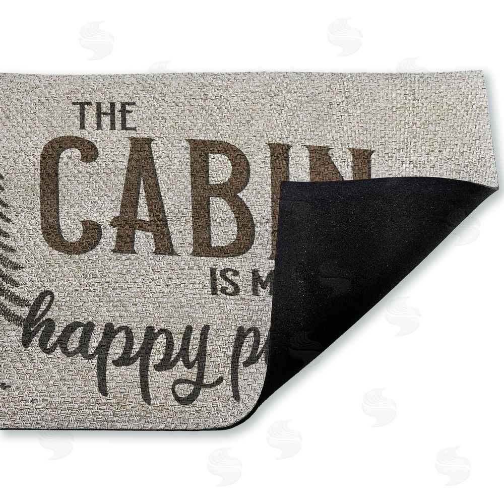 Kim Allen Cabin Is My Happy Place Outdoor Faux Sisal Door Mat