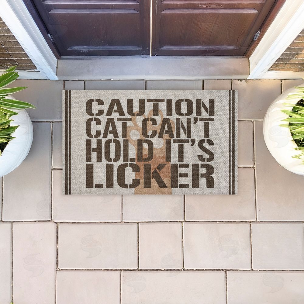 Kim Allen Cat Can't Hold Licker Outdoor Faux Sisal Door Mat
