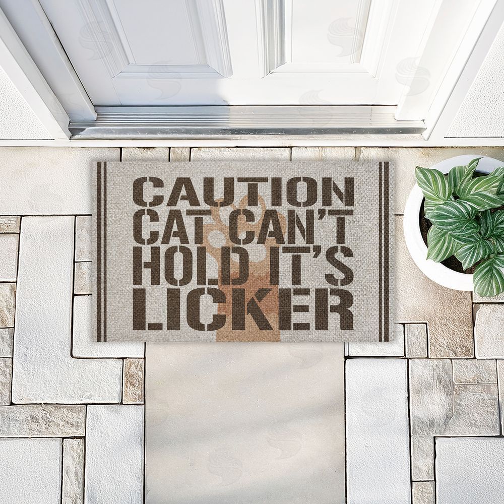 Kim Allen Cat Can't Hold Licker Outdoor Faux Sisal Door Mat