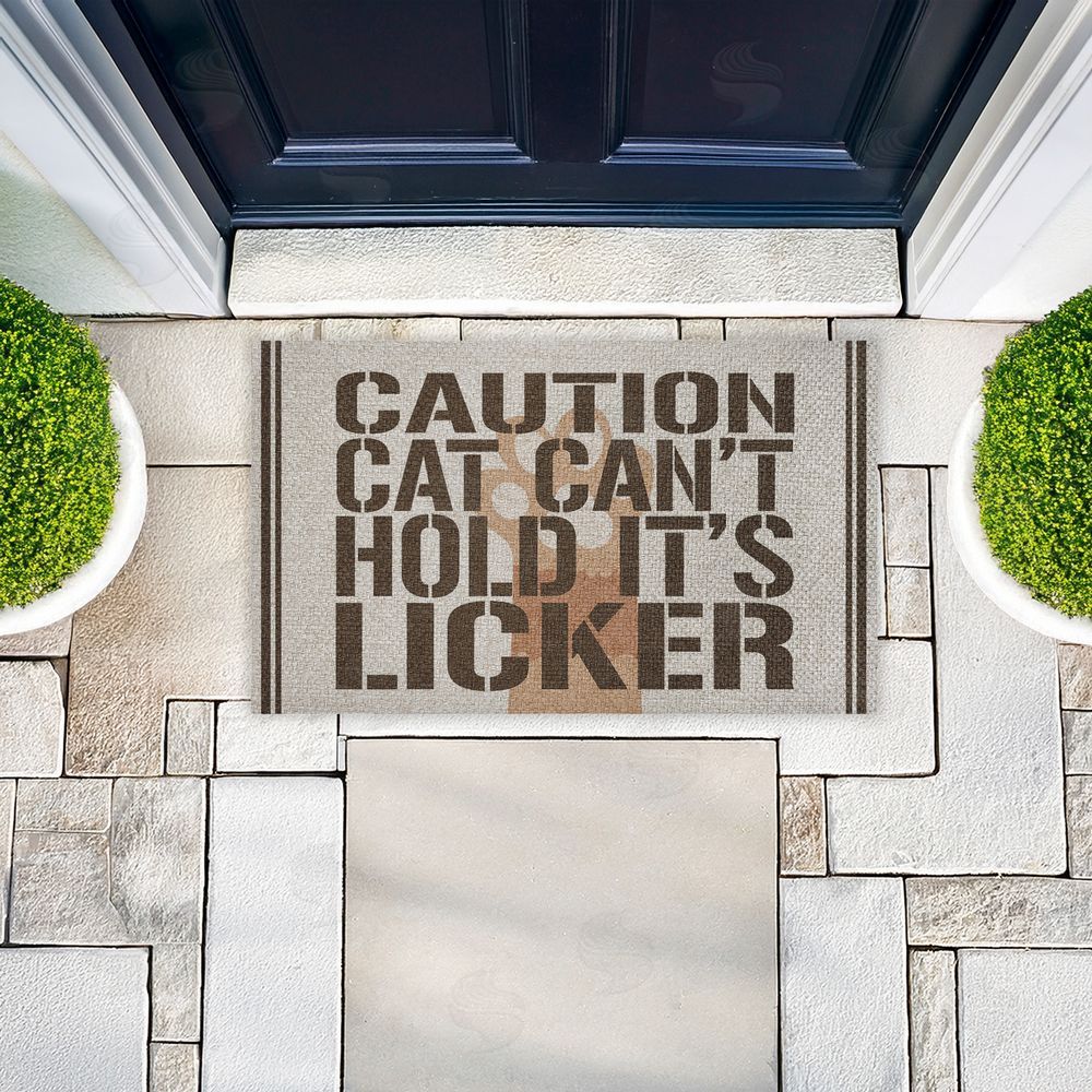 Kim Allen Cat Can't Hold Licker Outdoor Faux Sisal Door Mat