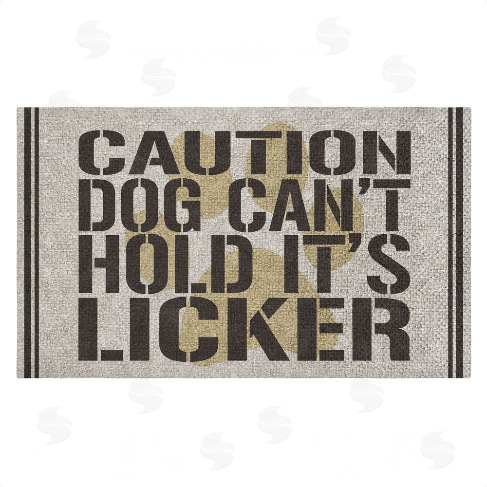 Kim Allen Dog Can't Hold Licker Outdoor Faux Sisal Door Mat