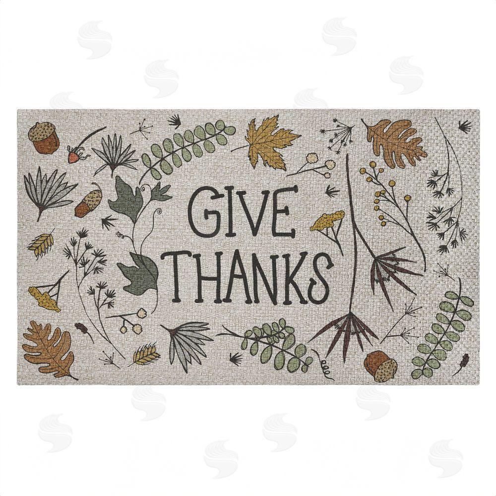 Sweet Melody Designs Give Thanks Autumn Leaves Outdoor Faux Sisal Door Mat