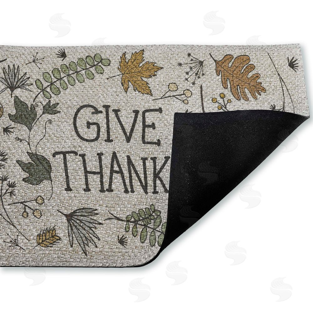 Sweet Melody Designs Give Thanks Autumn Leaves Outdoor Faux Sisal Door Mat