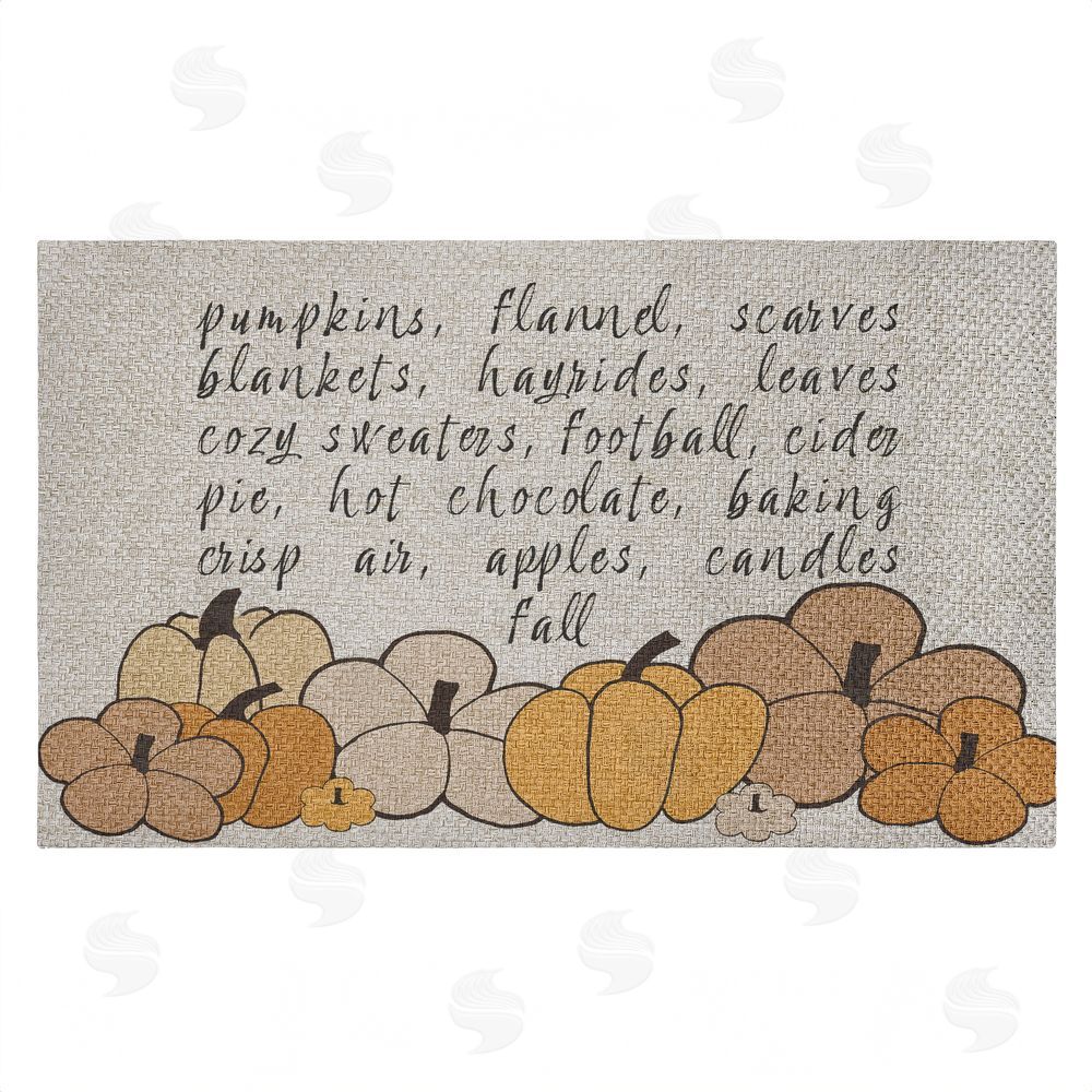 Corinne Rose Designs Fall Pumpkin Sentiment Outdoor Faux Sisal Door Mat