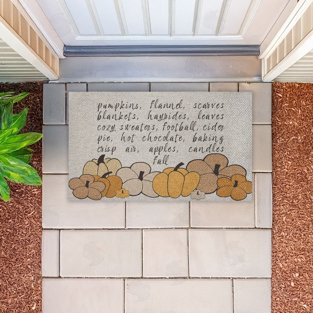 Corinne Rose Designs Fall Pumpkin Sentiment Outdoor Faux Sisal Door Mat