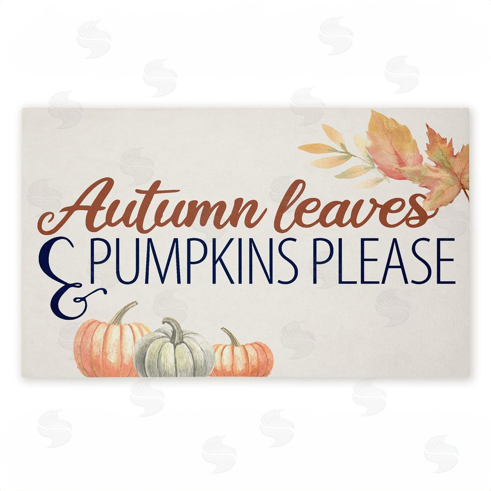 Kim Allen Autumn Leaves & Pumpkins Please Unwoven Outdoor Door Mat