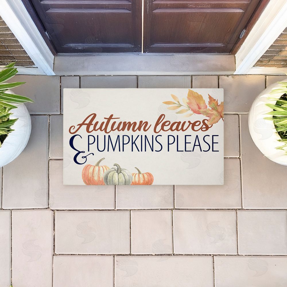 Kim Allen Autumn Leaves & Pumpkins Please Unwoven Outdoor Door Mat