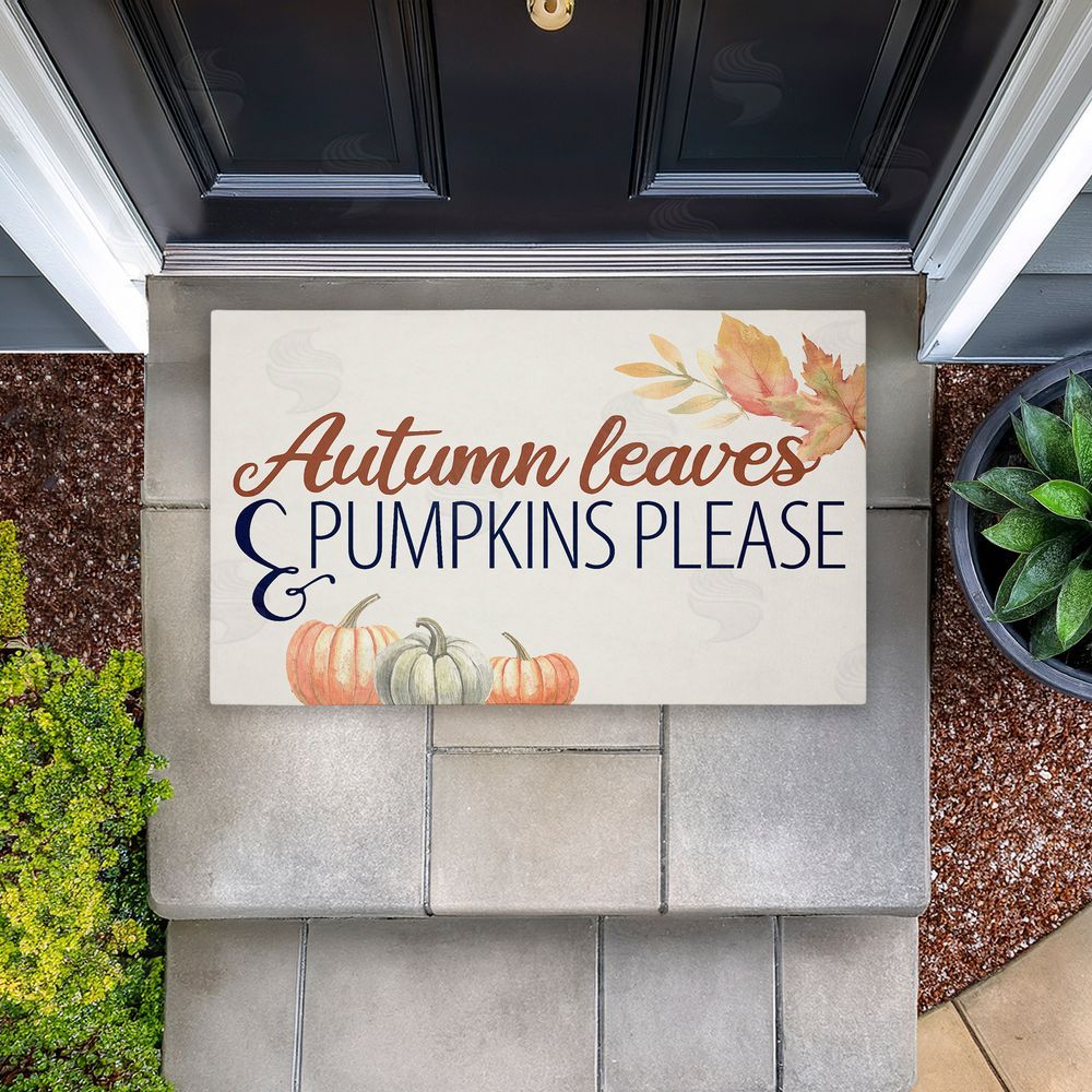 Kim Allen Autumn Leaves & Pumpkins Please Unwoven Outdoor Door Mat