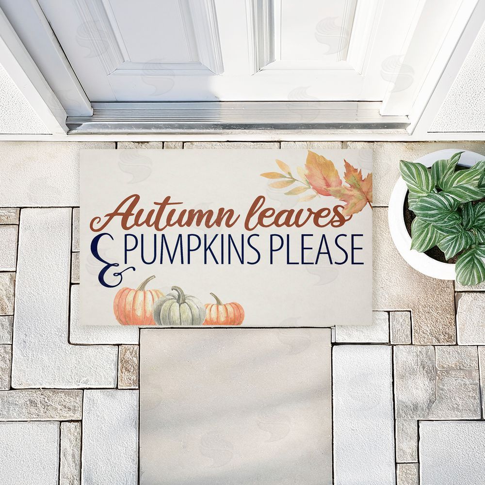 Kim Allen Autumn Leaves & Pumpkins Please Unwoven Outdoor Door Mat