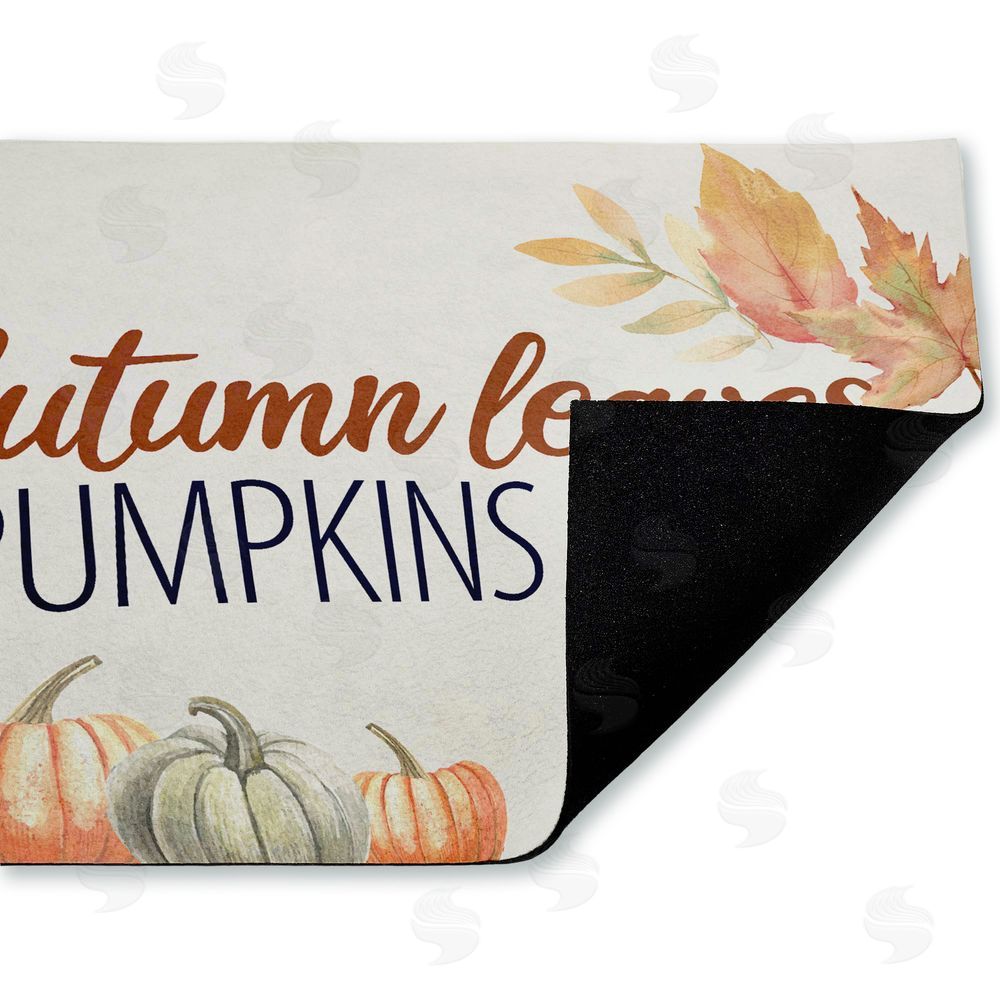 Kim Allen Autumn Leaves & Pumpkins Please Unwoven Outdoor Door Mat