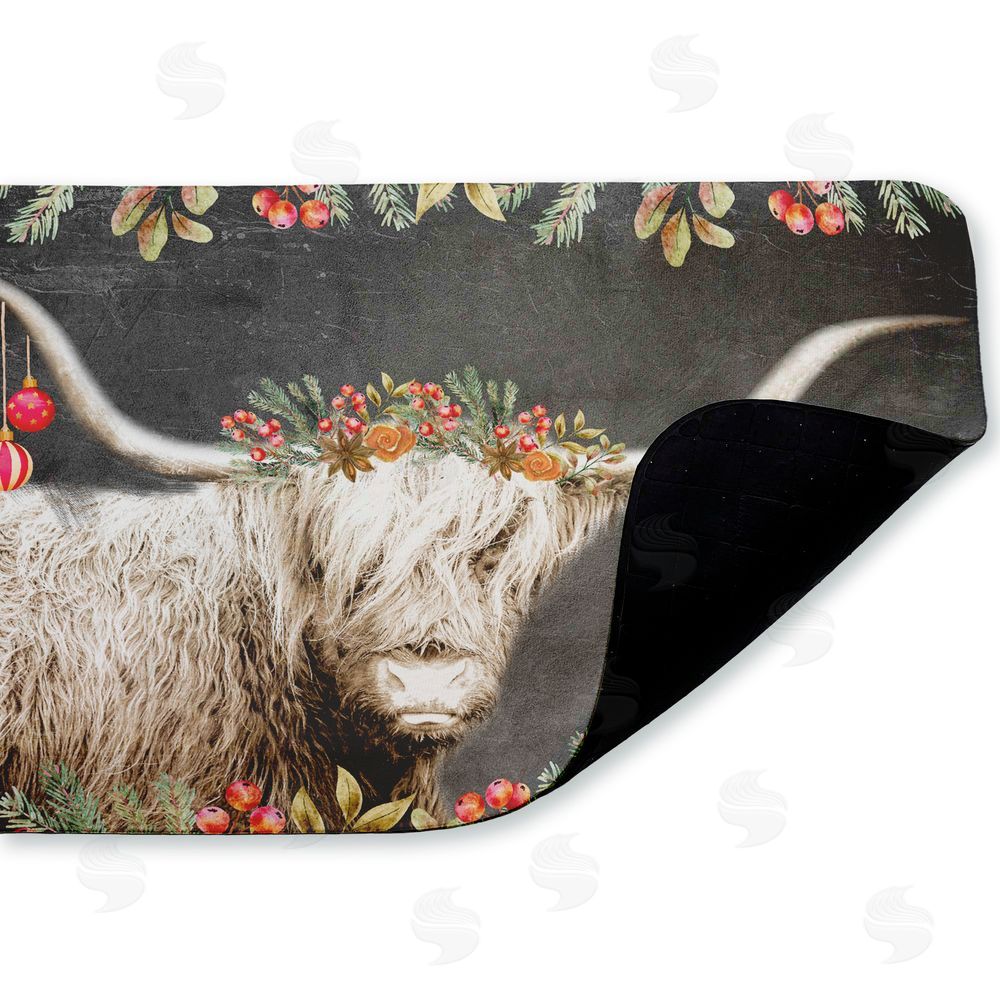 Kim Allen Highland Christmas Cattle Kitchen Floor Mat