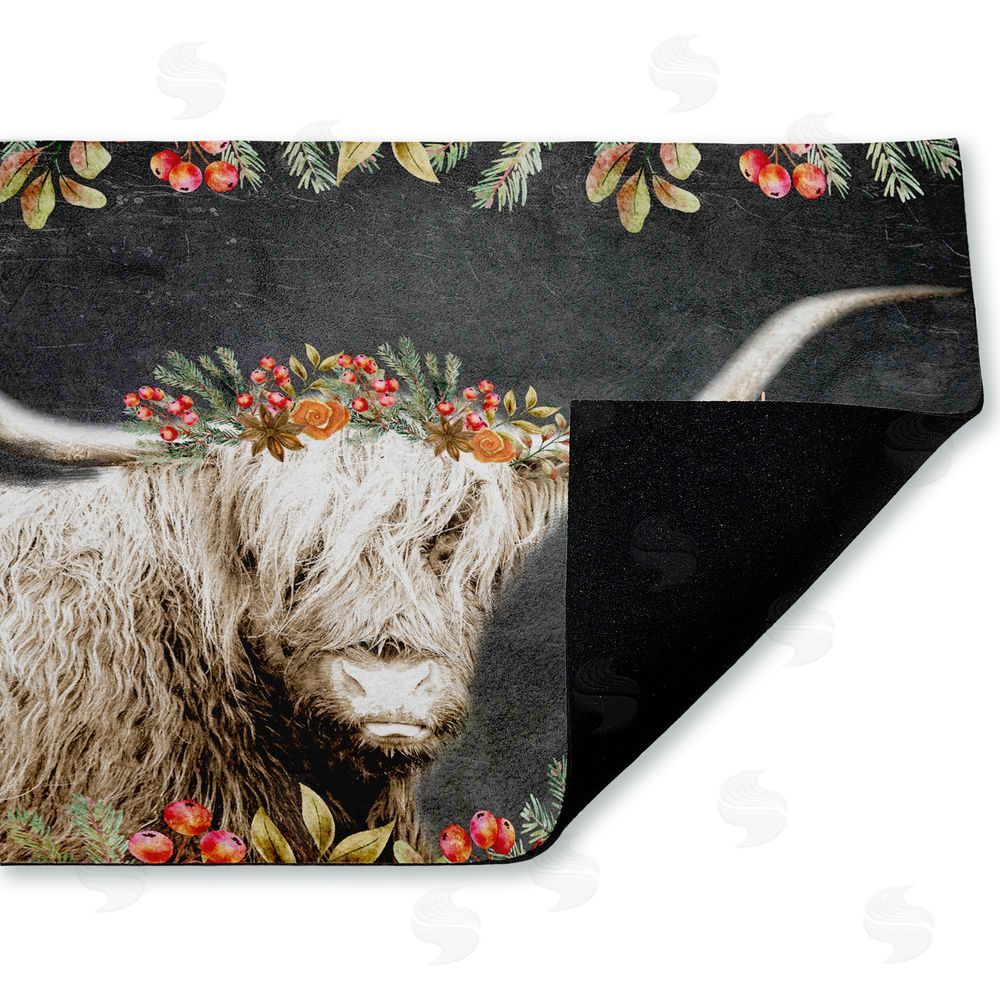 Kim Allen Highland Christmas Cattle Unwoven Outdoor Door Mat