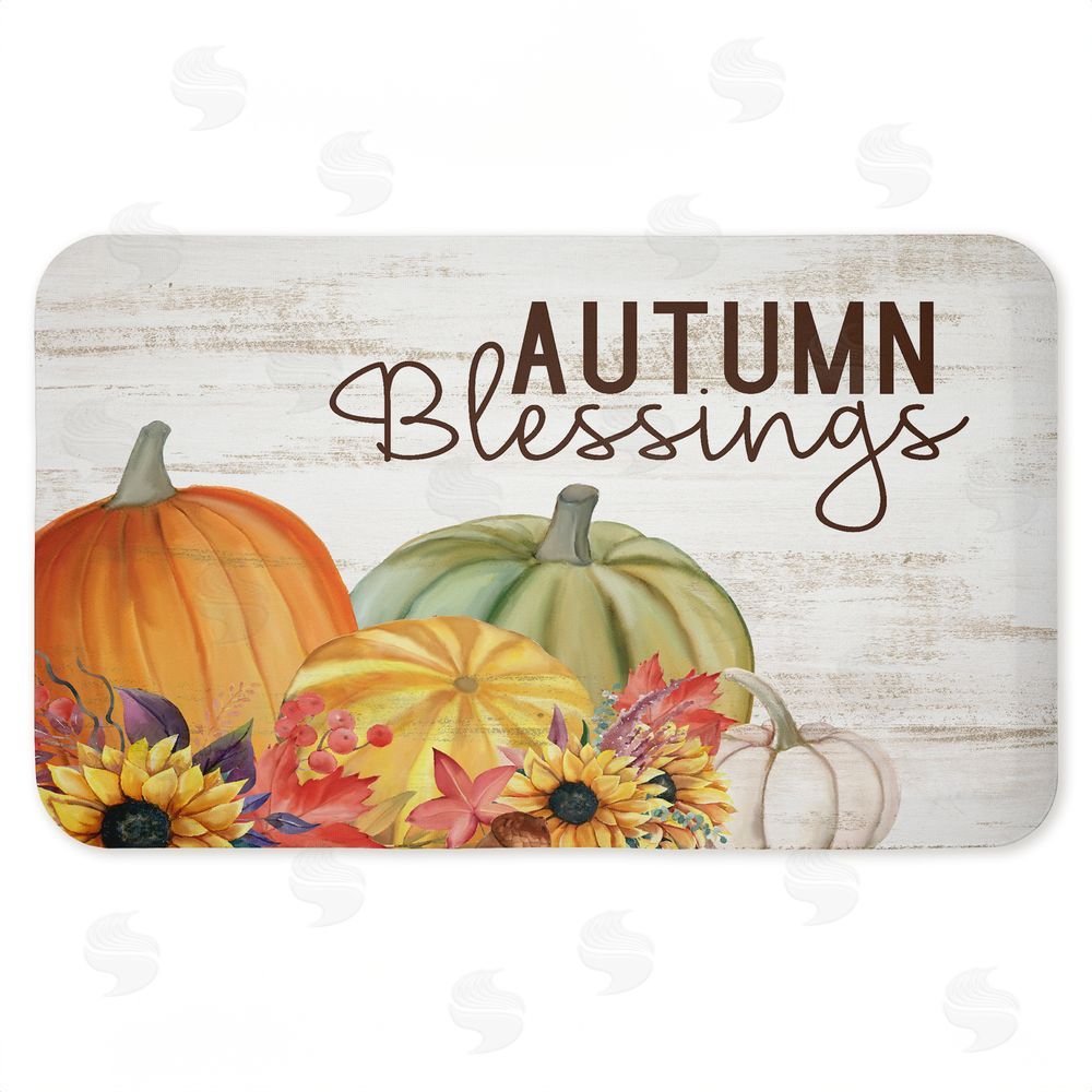 Kim Allen Autumn Blessings Pumpkins Kitchen Floor Mat
