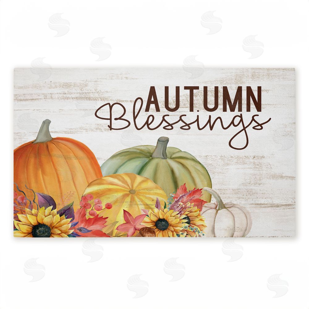Kim Allen Autumn Blessings Pumpkins Unwoven Outdoor Door Mat