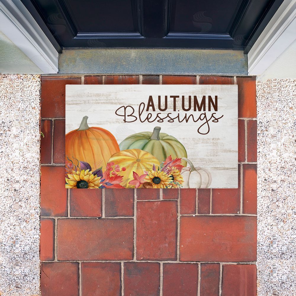 Kim Allen Autumn Blessings Pumpkins Unwoven Outdoor Door Mat