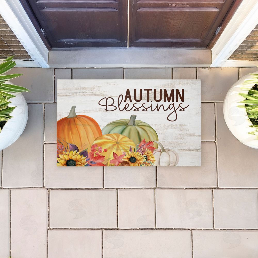 Kim Allen Autumn Blessings Pumpkins Unwoven Outdoor Door Mat