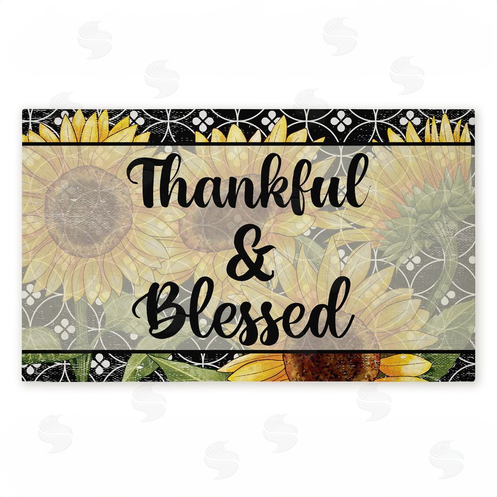 Kim Allen Thankful & Blessed Sunflowers Unwoven Outdoor Door Mat