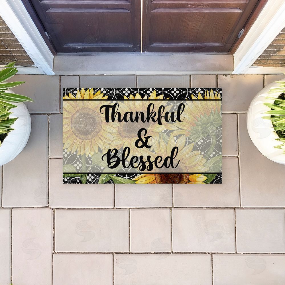 Kim Allen Thankful & Blessed Sunflowers Unwoven Outdoor Door Mat