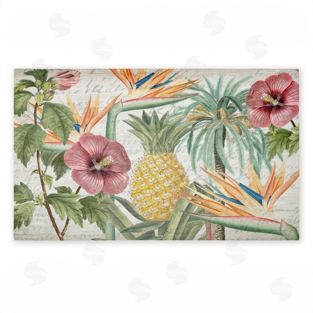 Kim Allen Tropical Flowers & Pineapple Unwoven Outdoor Door Mat