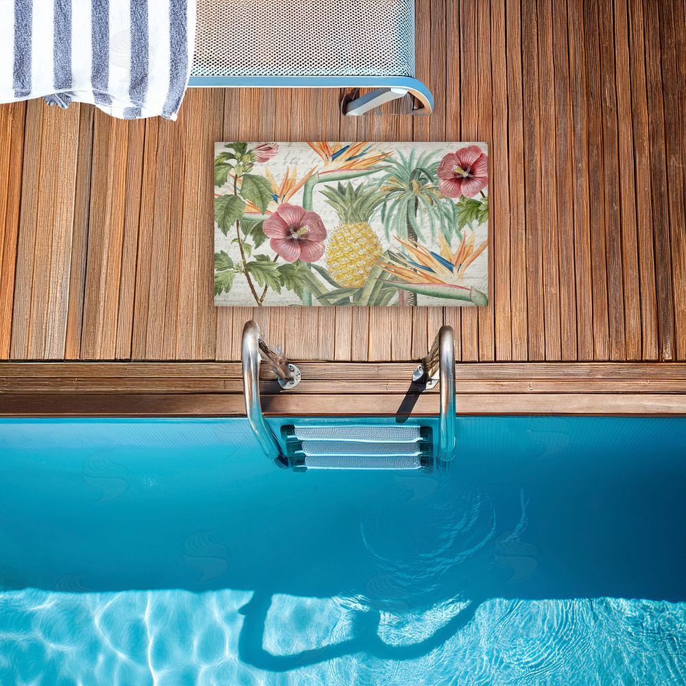 Kim Allen Tropical Flowers & Pineapple Unwoven Outdoor Door Mat