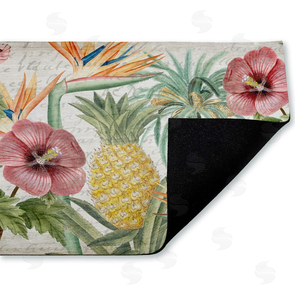 Kim Allen Tropical Flowers & Pineapple Unwoven Outdoor Door Mat