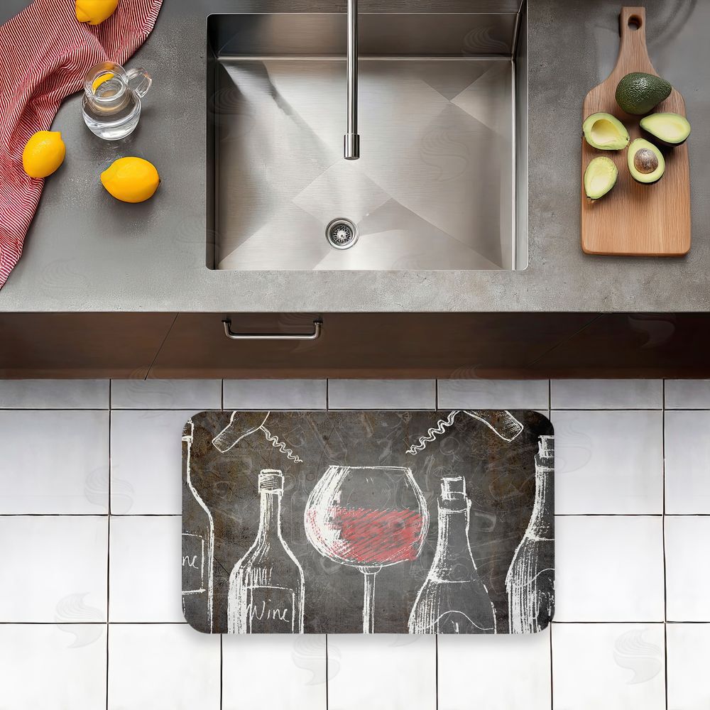 Kim Allen Kitchen Wine Chalkboard Kitchen Floor Mat