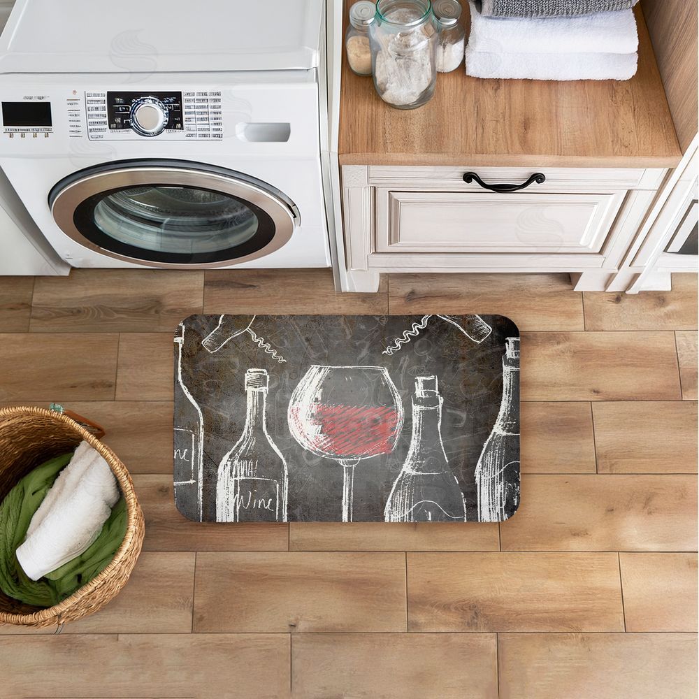 Kim Allen Kitchen Wine Chalkboard Kitchen Floor Mat