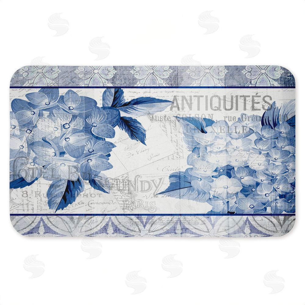Kim Allen Vintage Antiques & Hydrangeas Kitchen Floor Mat
