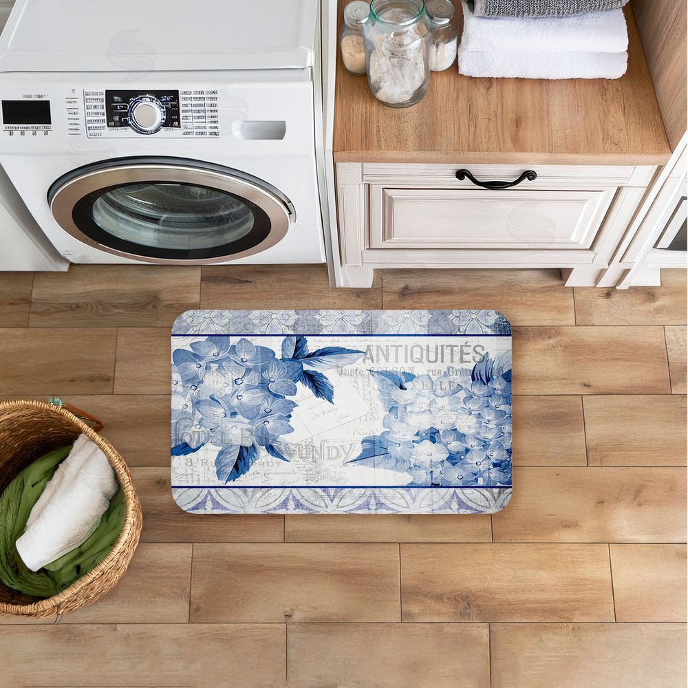 Kim Allen Vintage Antiques & Hydrangeas Kitchen Floor Mat