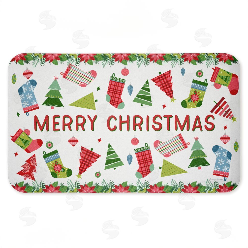 Suzanne Nicoll Christmas Merriment Stockings Kitchen Floor Mat