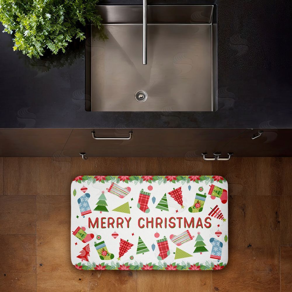 Suzanne Nicoll Christmas Merriment Stockings Kitchen Floor Mat