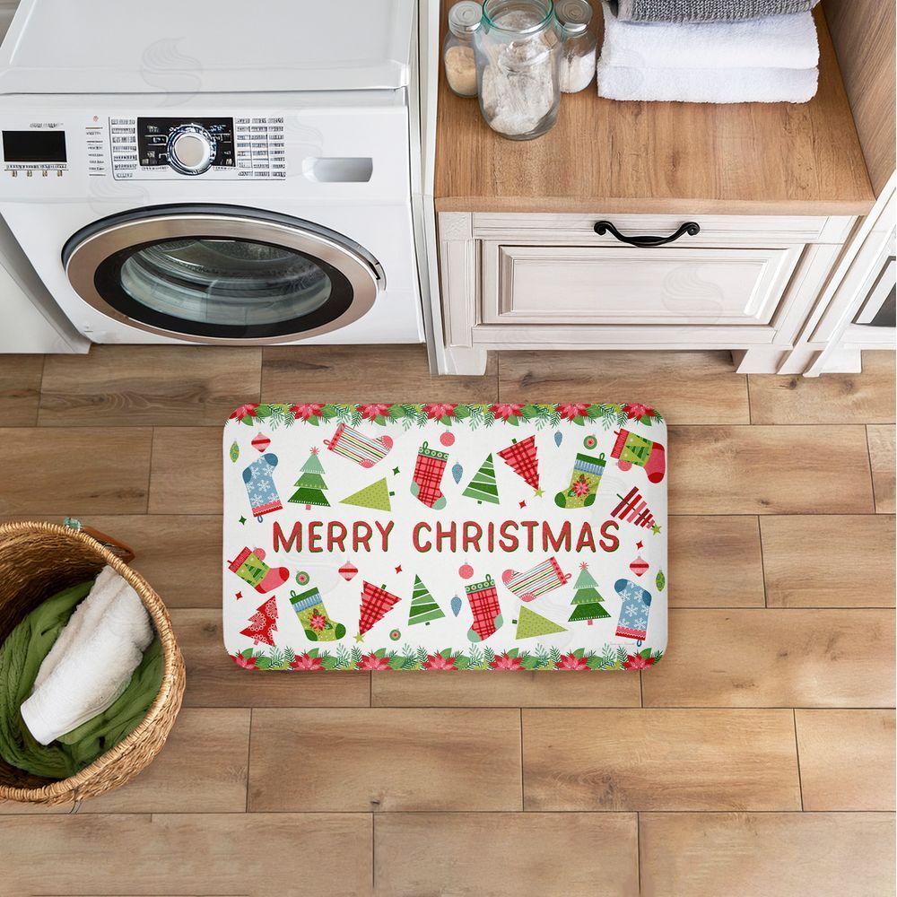 Suzanne Nicoll Christmas Merriment Stockings Kitchen Floor Mat