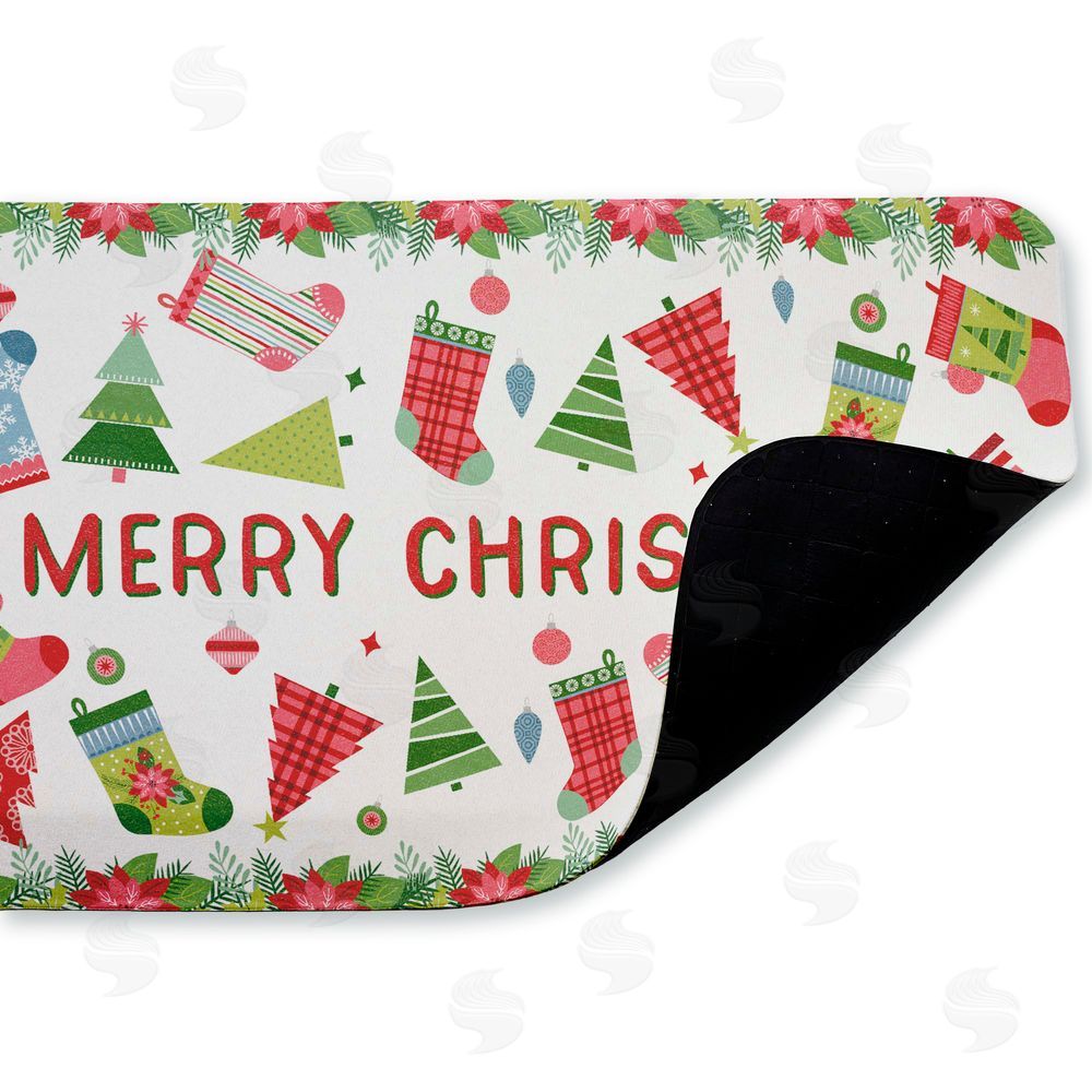 Suzanne Nicoll Christmas Merriment Stockings Kitchen Floor Mat