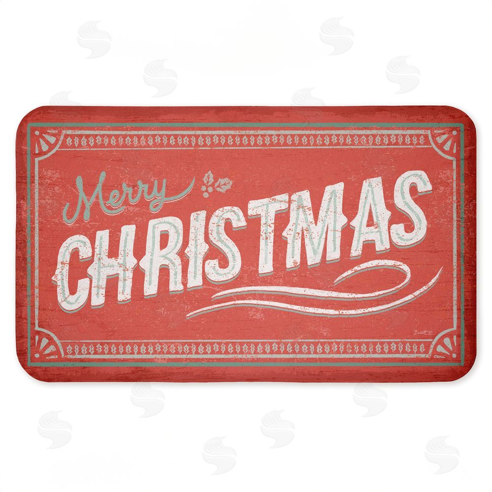 Chad Barrett Red Vintage Merry Christmas Kitchen Floor Mat