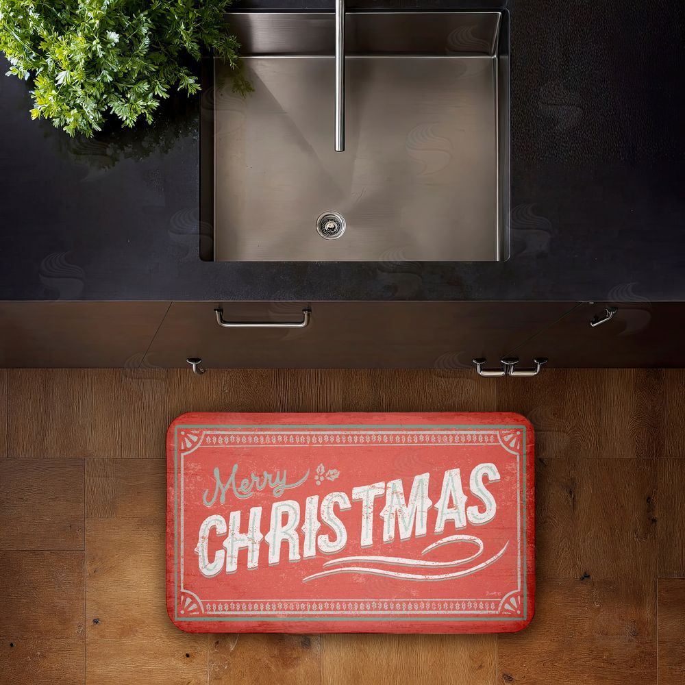 Chad Barrett Red Vintage Merry Christmas Kitchen Floor Mat