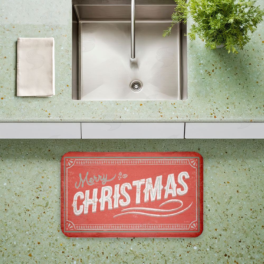 Chad Barrett Red Vintage Merry Christmas Kitchen Floor Mat