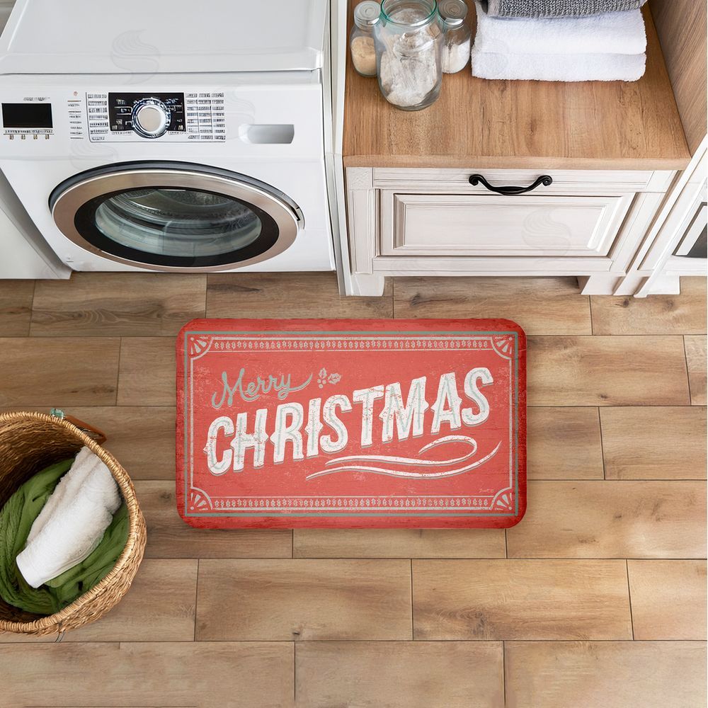 Chad Barrett Red Vintage Merry Christmas Kitchen Floor Mat