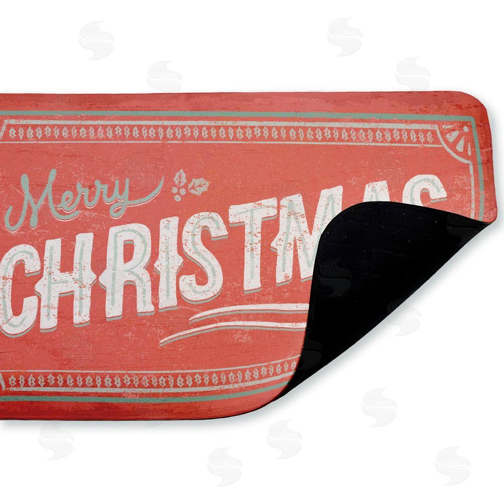 Chad Barrett Red Vintage Merry Christmas Kitchen Floor Mat