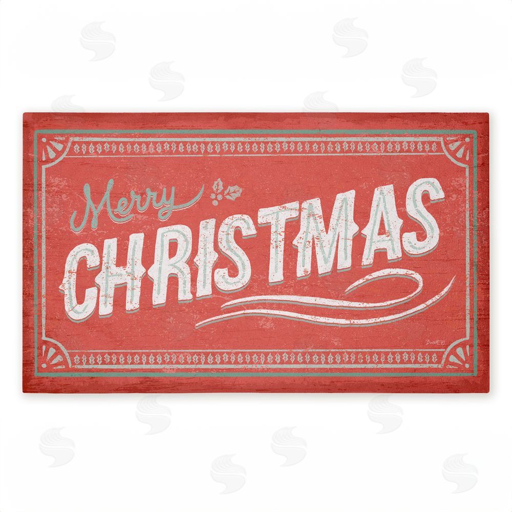 Chad Barrett Red Vintage Merry Christmas Unwoven Outdoor Door Mat