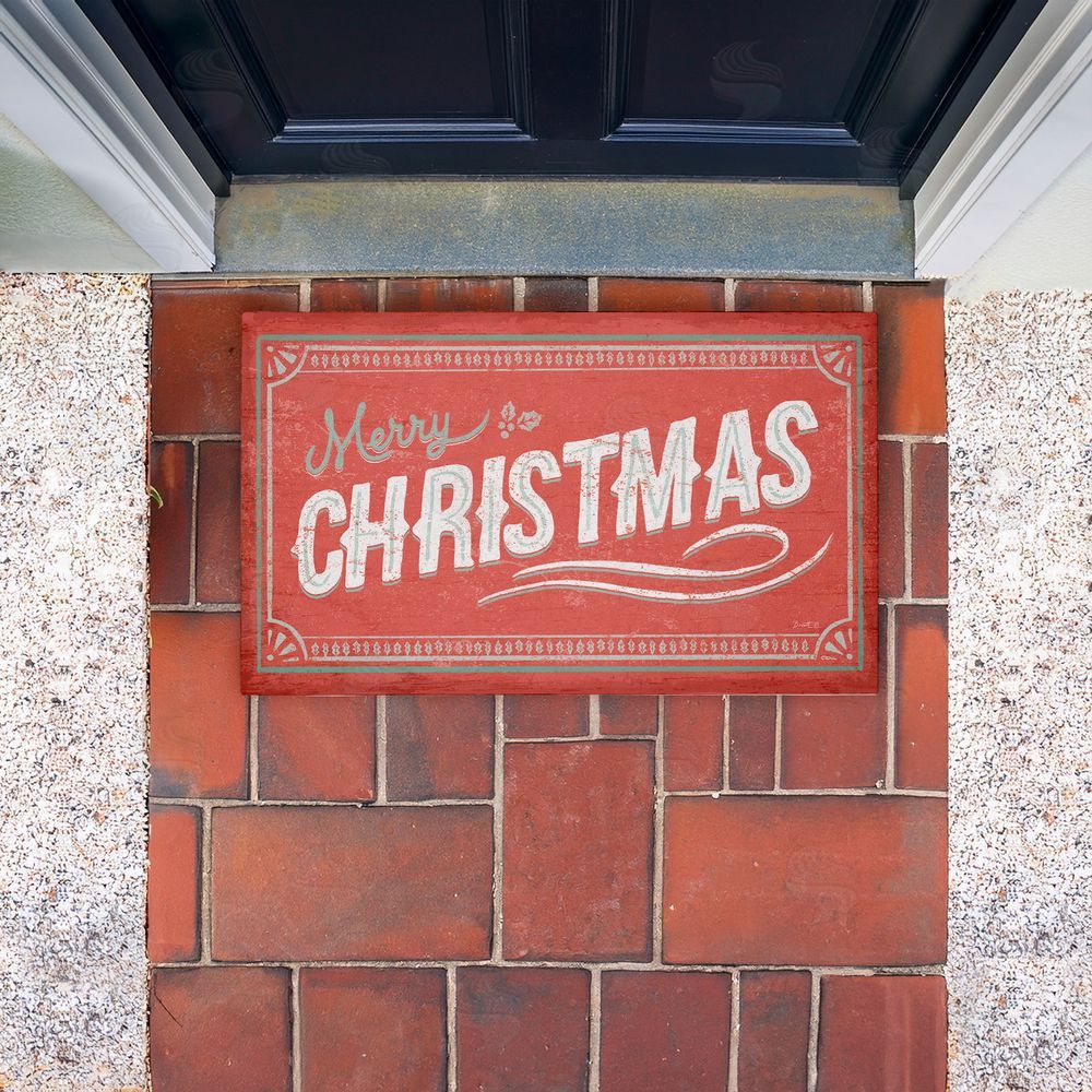 Chad Barrett Red Vintage Merry Christmas Unwoven Outdoor Door Mat