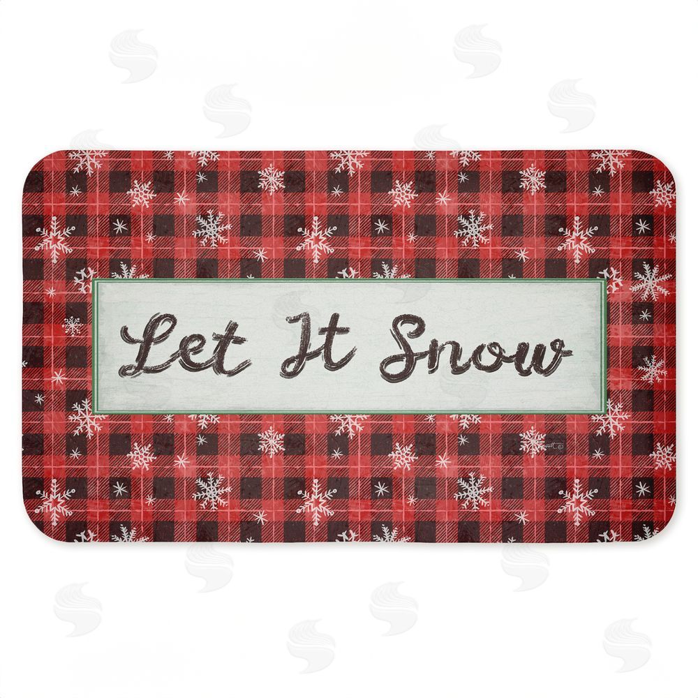 Chad Barrett Let It Snow Red Plaid Kitchen Floor Mat