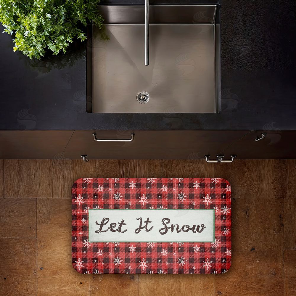 Chad Barrett Let It Snow Red Plaid Kitchen Floor Mat