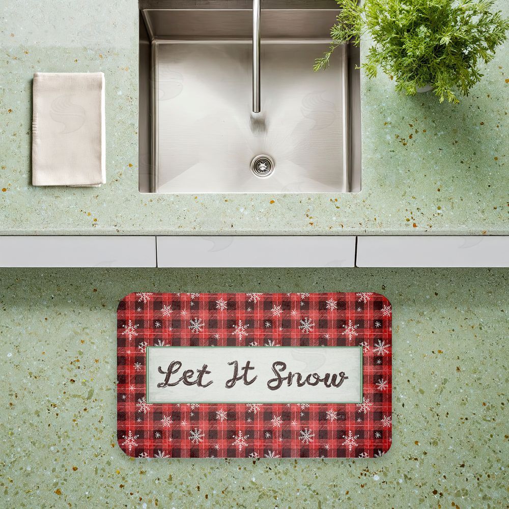 Chad Barrett Let It Snow Red Plaid Kitchen Floor Mat