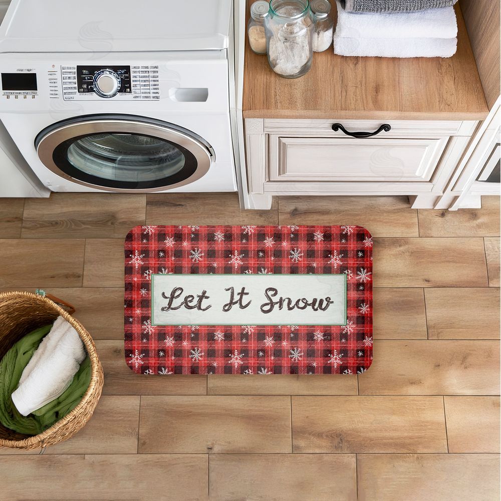 Chad Barrett Let It Snow Red Plaid Kitchen Floor Mat