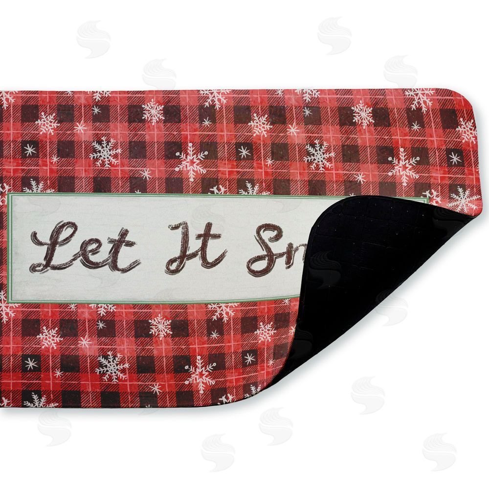 Chad Barrett Let It Snow Red Plaid Kitchen Floor Mat