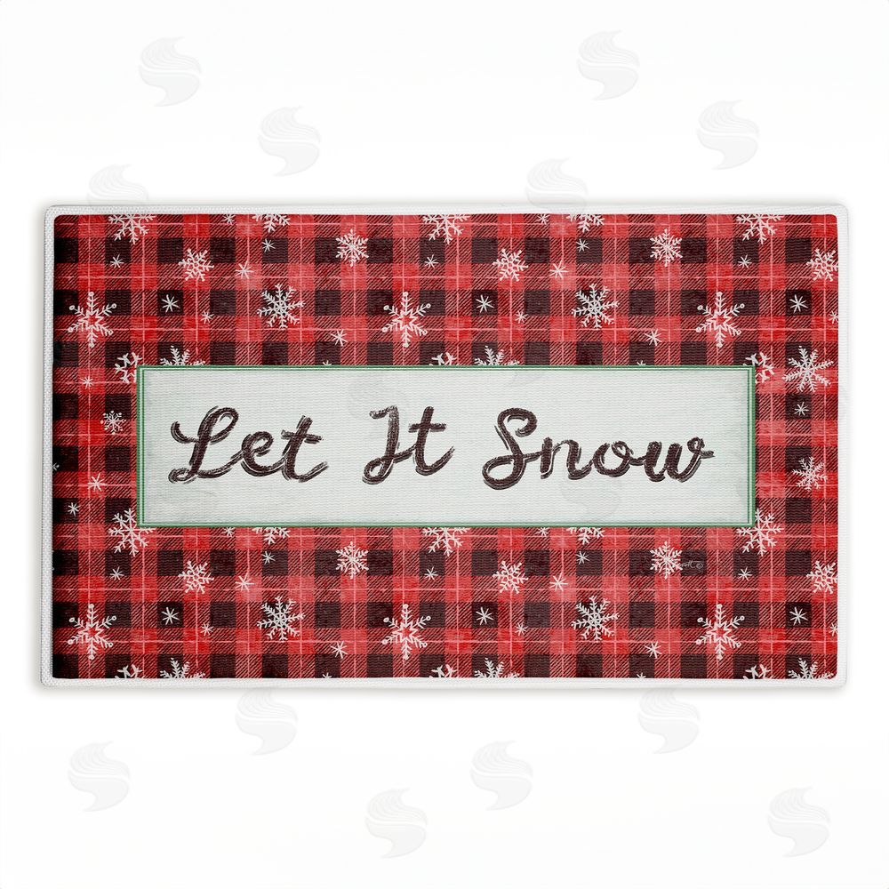 Chad Barrett Let It Snow Red Plaid Plush Bathroom Floor Mat