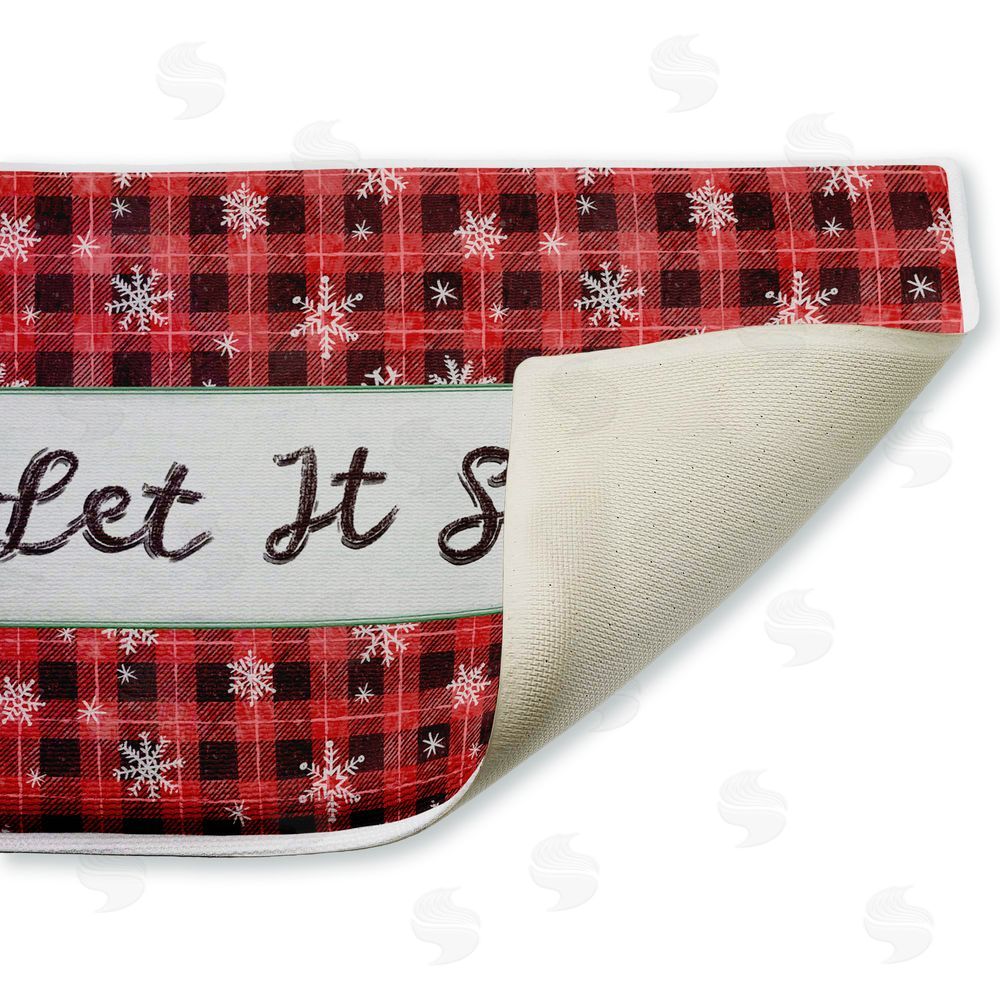 Chad Barrett Let It Snow Red Plaid Plush Bathroom Floor Mat