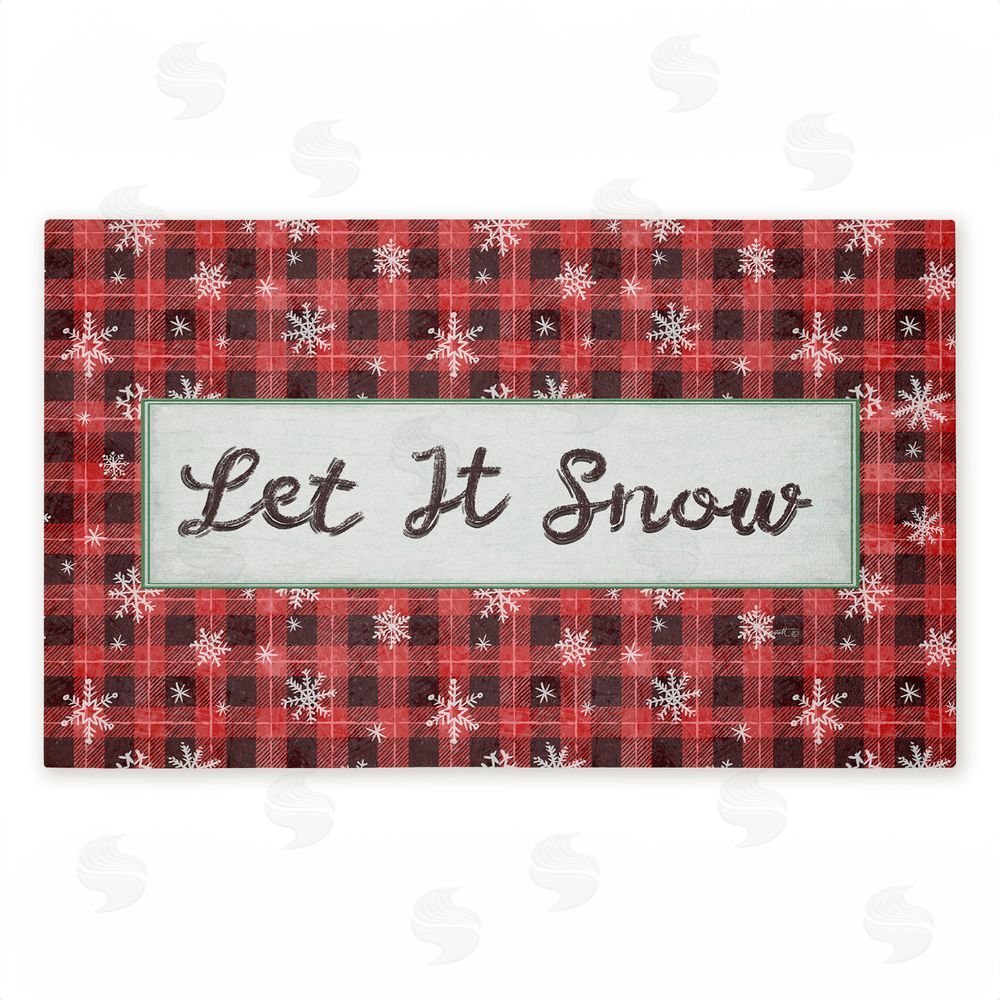 Chad Barrett Let It Snow Red Plaid Unwoven Outdoor Door Mat